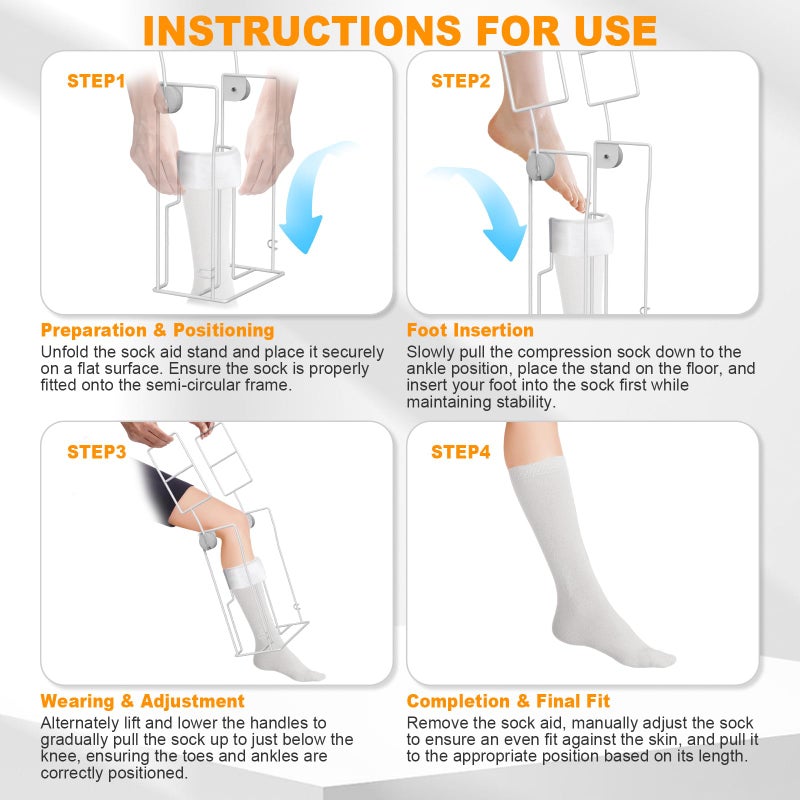 Hadwoer Stocking Donner Adaptive Dressing Aid for Putting on Compression Socks Large Sock Aid Tool for Calves up to 13-18 inches in Circumference Socks Helper, Compression Sock Assistant Device - Image 4