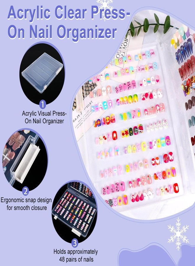 MAJOR DIJIT Large Clear Press on Nails Storage BoxNails Storage Box Nail Storage Case with 2 Style Adhesive Double Sided Tape and Nail Display Sticks for Nail Display Organizer Nail Salon Supplies - Image 2