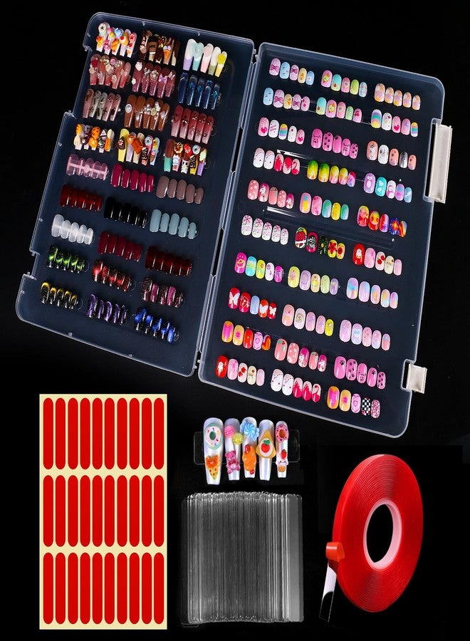 MAJOR DIJIT Large Clear Press on Nails Storage BoxNails Storage Box Nail Storage Case with 2 Style Adhesive Double Sided Tape and Nail Display Sticks for Nail Display Organizer Nail Salon Supplies - Image 1