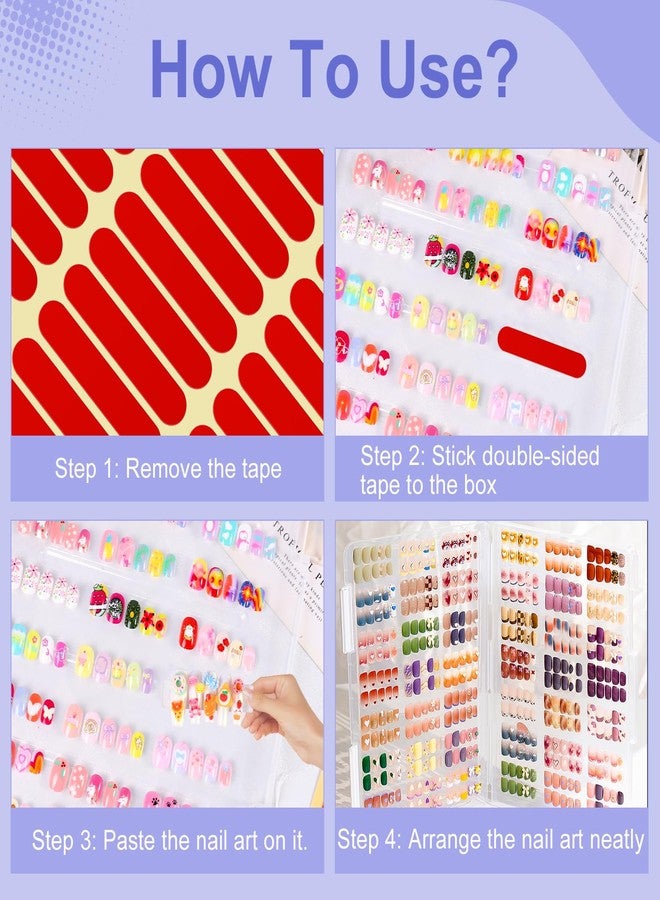 MAJOR DIJIT Large Clear Press on Nails Storage BoxNails Storage Box Nail Storage Case with 2 Style Adhesive Double Sided Tape and Nail Display Sticks for Nail Display Organizer Nail Salon Supplies - Image 5