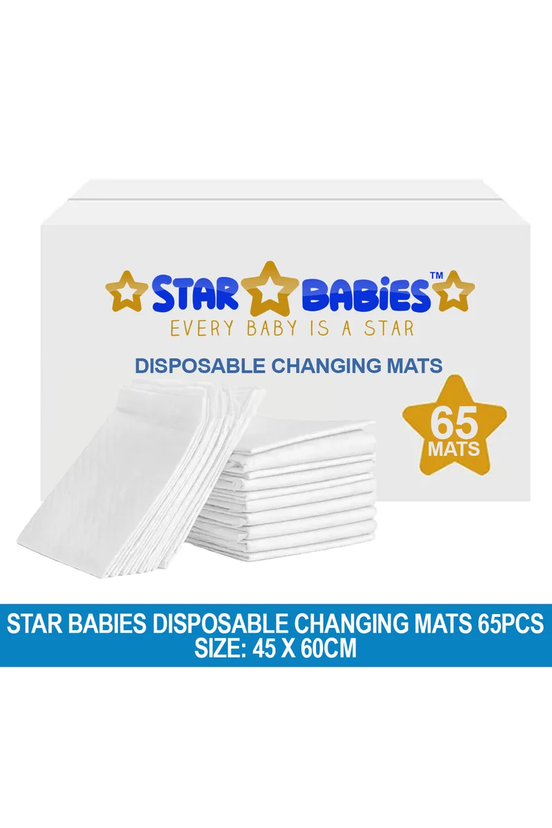 ستار بيبيز Star Babies Disposable Changing mat Large (45 x 60cm) Pack of 65 - White