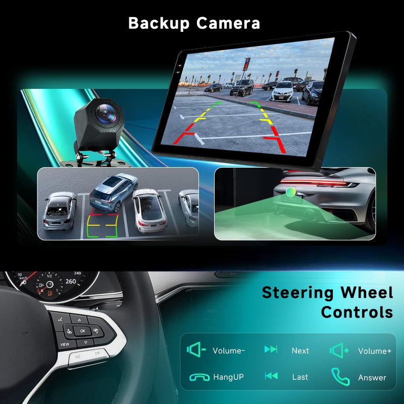 Driauto 4G+ 64G Double Din Android Car Stereo with Wireless Carplay and Android Auto Mirror Link, Driauto Universal 10.1 Inch Incell Touchscreen Car Radio Bluetooth WiFi GPS SWC EQ FM/RDS USB + Backup Camera - Image 5