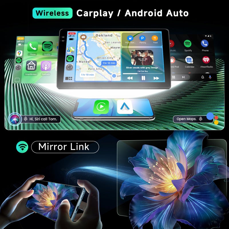 Driauto 4G+ 64G Double Din Android Car Stereo with Wireless Carplay and Android Auto Mirror Link, Driauto Universal 10.1 Inch Incell Touchscreen Car Radio Bluetooth WiFi GPS SWC EQ FM/RDS USB + Backup Camera - Image 2