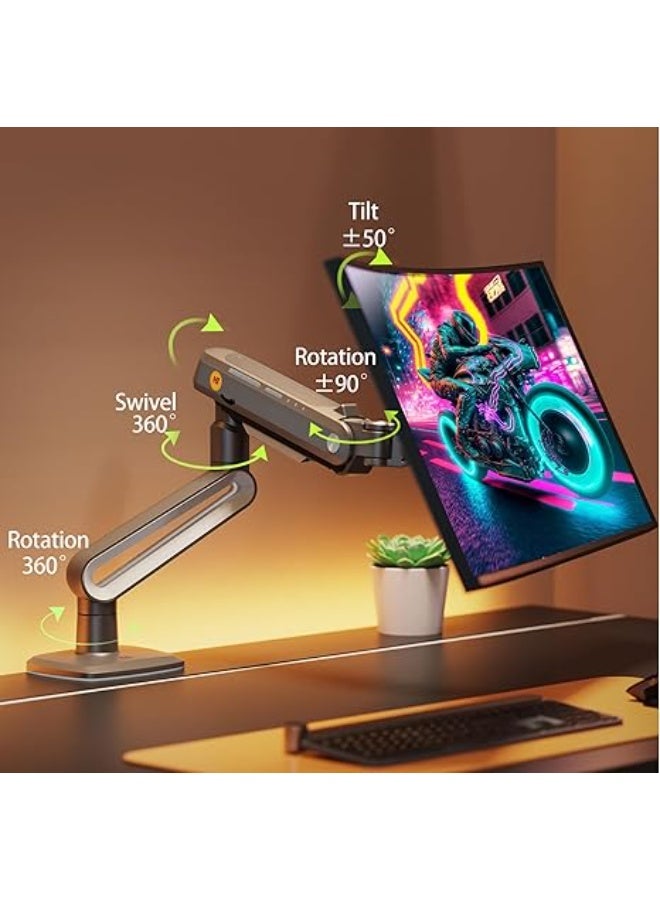 NB NORTH BAYOU Heavy Duty Gaming Monitor Arm A6 - Supports Flat, Ultrawide & Curved Screens 27"-50" - Load Capacity up to 18kg - VESA 75/100mm Mount - Image 4