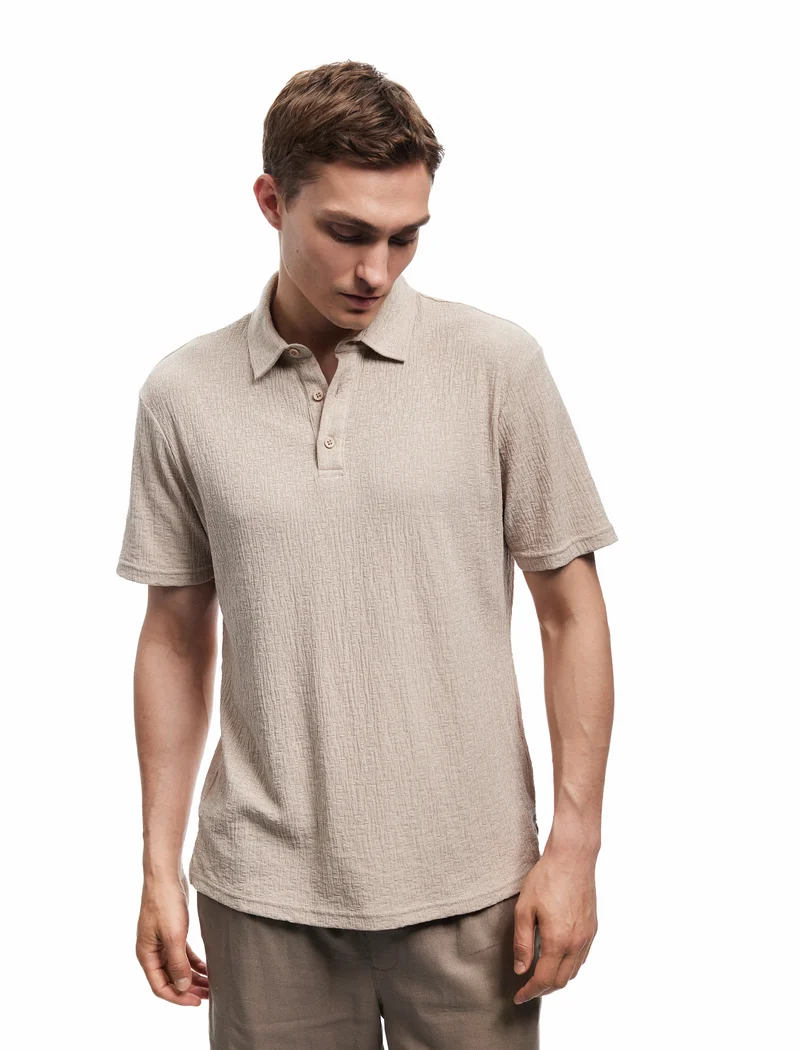 كوتون KOTON | Textured Short Sleeves Polo T-Shirt