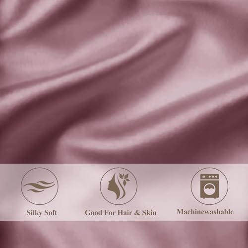 Vielit Queen Satin Pillowcase for Hair 2pc,Similar to Silk Pillow Cases,Easier Care Than Silk Pillowcase,Gifts for Women Men,Dusty Rose,20x30 & Envelope Closure and 2 Satin Scrunchies - Image 5
