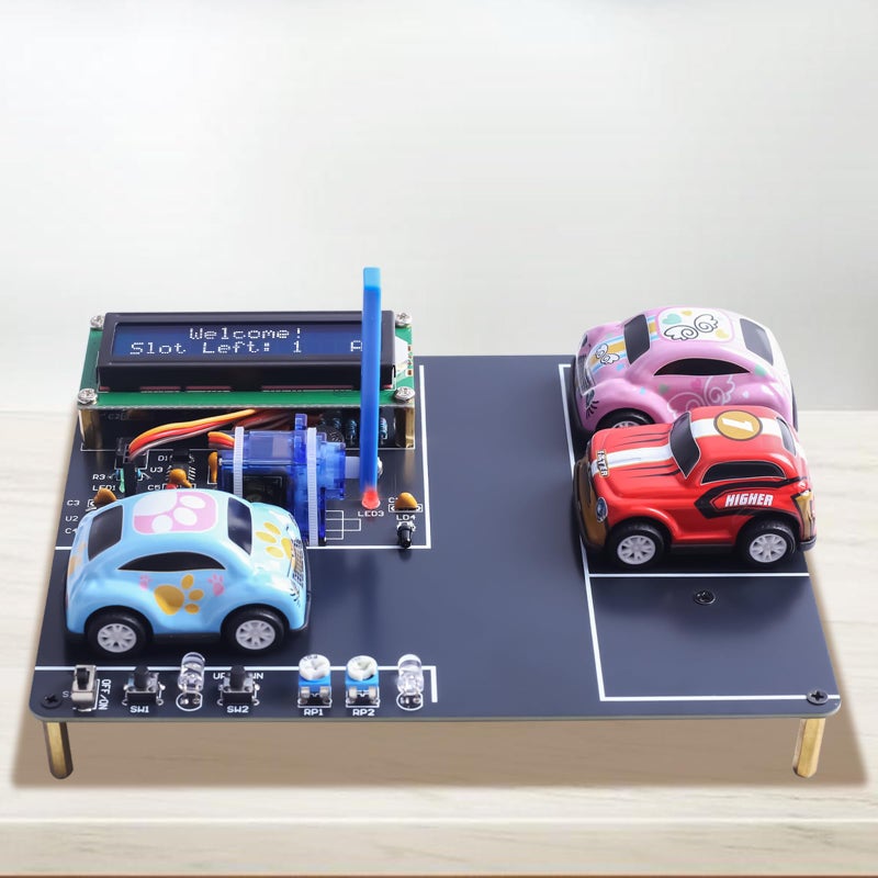 MiOYOOW Mini Parking Lot Simulation Soldering Practice Kit MIOYOOW DIY Garage Model Solder Kit with LCD Display and 4 Mini Cars STEM Electronic Soldering Projects for Home and School Learning - Image 3
