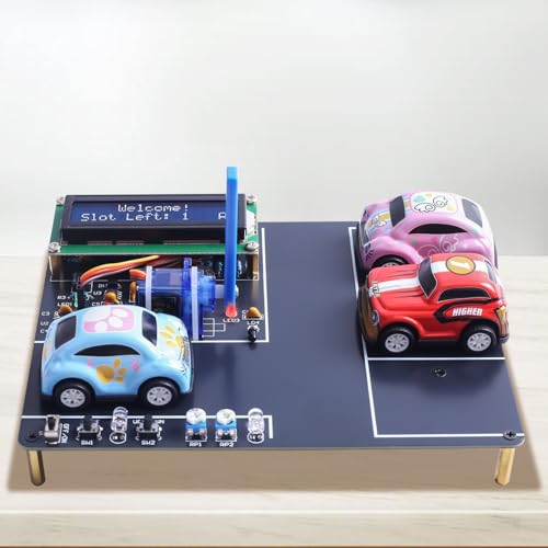 MiOYOOW Mini Parking Lot Simulation Soldering Practice Kit MIOYOOW DIY Garage Model Solder Kit with LCD Display and 4 Mini Cars STEM Electronic Soldering Projects for Home and School Learning - Image 1