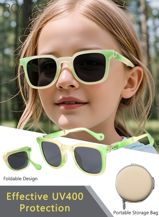 رويس نظارات شمسية مربعة مستقطبة للأطفال، حماية من الأشعة فوق البنفسجية 400، نظارات شمسية لطيفة لقضاء العطلات على الشاطئ، عدسات عالية الدقة، نظارات شمسية قابلة للطي مع صندوق محمول صغير للأولاد والبنات والأطفال من سن 3 إلى 12 عامًا - Image 1