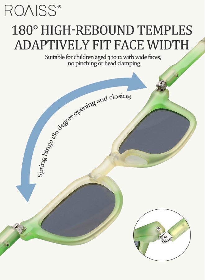 رويس نظارات شمسية مربعة مستقطبة للأطفال، حماية من الأشعة فوق البنفسجية 400، نظارات شمسية لطيفة لقضاء العطلات على الشاطئ، عدسات عالية الدقة، نظارات شمسية قابلة للطي مع صندوق محمول صغير للأولاد والبنات والأطفال من سن 3 إلى 12 عامًا - Image 2