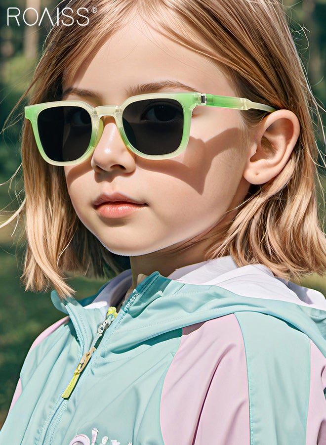 رويس نظارات شمسية مربعة مستقطبة للأطفال، حماية من الأشعة فوق البنفسجية 400، نظارات شمسية لطيفة لقضاء العطلات على الشاطئ، عدسات عالية الدقة، نظارات شمسية قابلة للطي مع صندوق محمول صغير للأولاد والبنات والأطفال من سن 3 إلى 12 عامًا - Image 3
