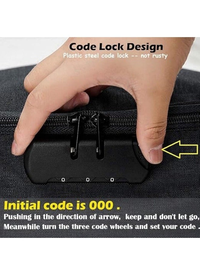 Document Organizer with Safe Code Lock,Storage Pouch Credential Bag Diploma Storage Important and File Pocket, Laptop, Notebooks,Bank Cards Valuables Travel Separators (Black)