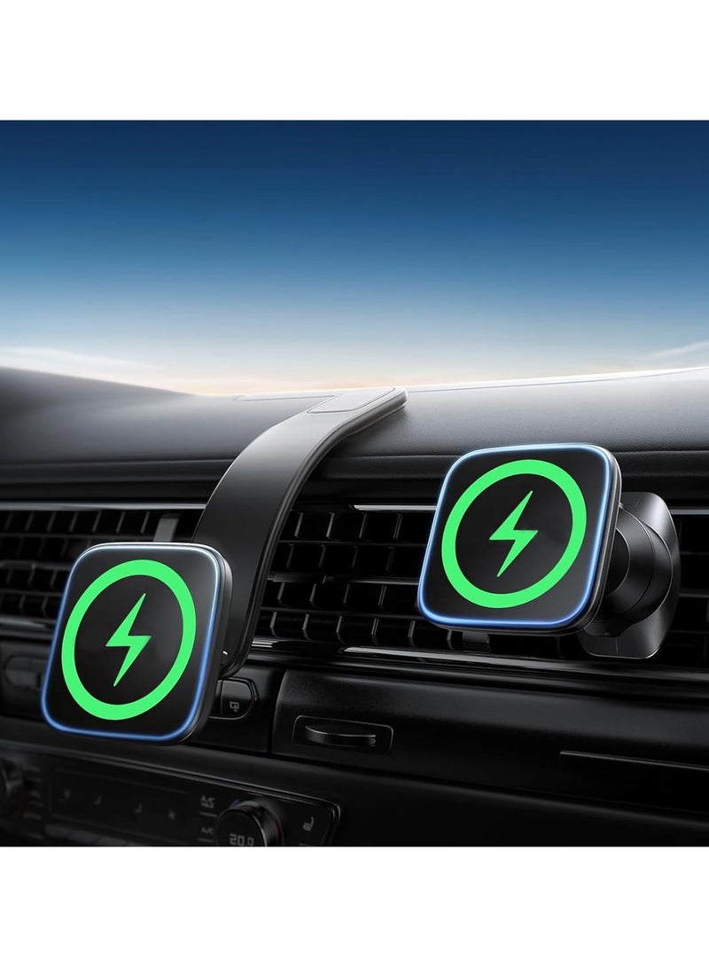 AUTOYSUR Car Phone Holder,Car Mobile Holders,Magnetic Phone Holder,Magnetic Wireless Charging Car Mount Cluster,Black - Image 1