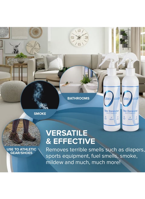 Zero Odor Multi-Purpose Household Odor Eliminator, Trigger Spray, 8oz Two Pack