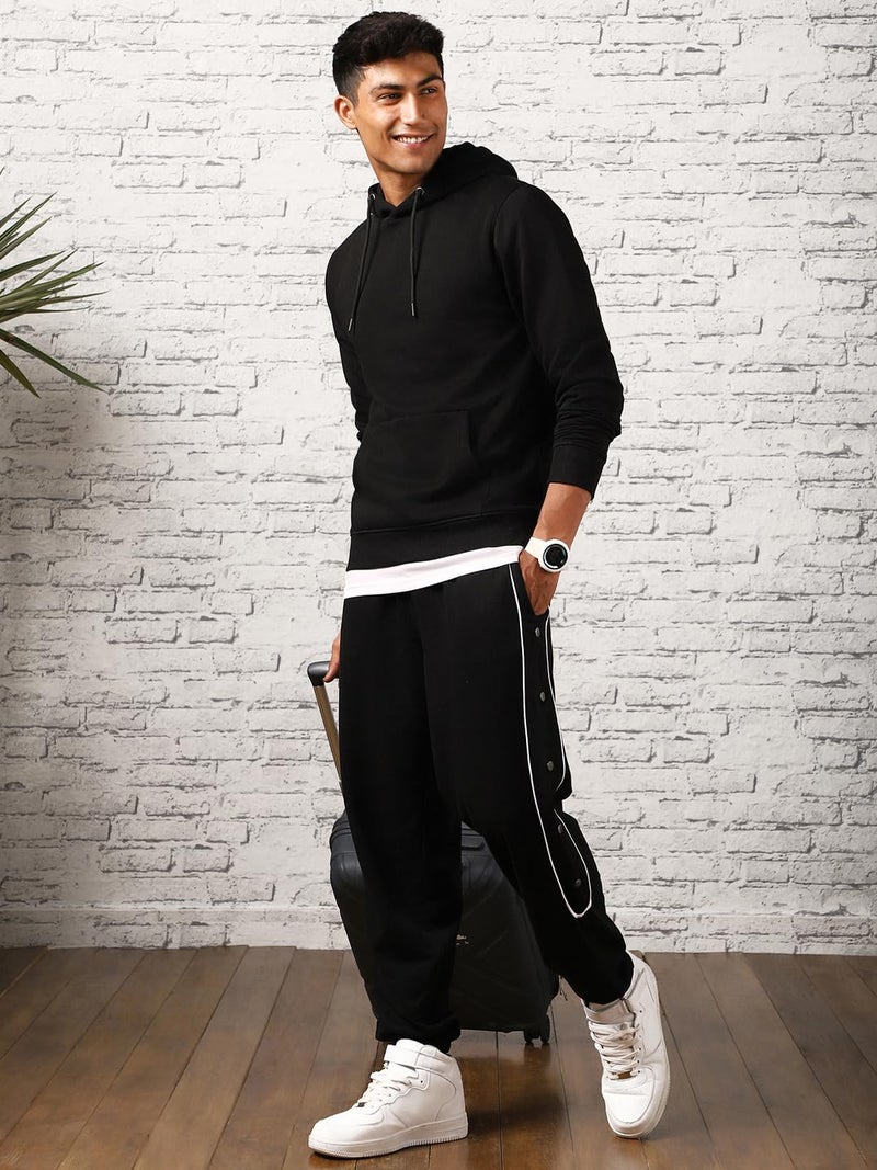 NOBERO Elegant Unisex Black Cotton Solid Plain Hoody Sports Winter Gym Workout Running Travel Trekking Hooded Sweatshirts and Hoodies for Unisex Cotton Winter Casual Wear Without Zipper-XL - Image 5