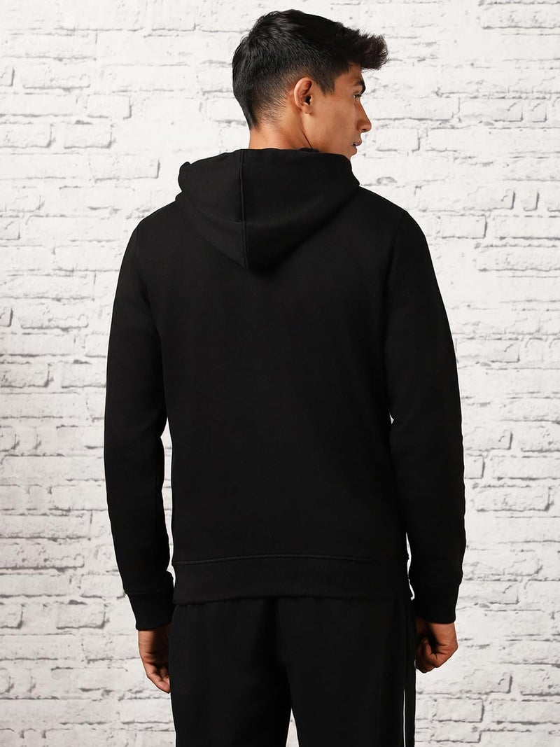 NOBERO Elegant Unisex Black Cotton Solid Plain Hoody Sports Winter Gym Workout Running Travel Trekking Hooded Sweatshirts and Hoodies for Unisex Cotton Winter Casual Wear Without Zipper-XL - Image 4