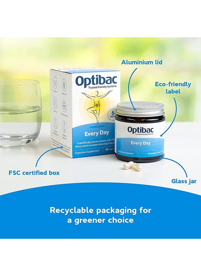 Digestive Probiotic Supplement With 5 Billion Bacterial Cultures And Fos Fibres 30 Capsules