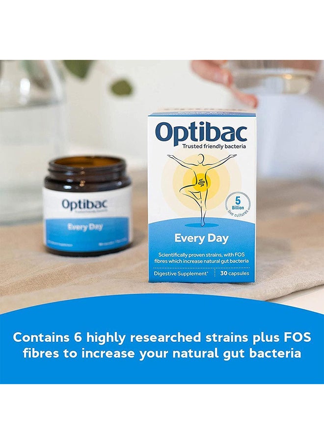 Digestive Probiotic Supplement With 5 Billion Bacterial Cultures And Fos Fibres 30 Capsules