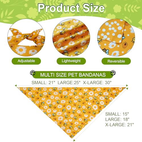Agroon Spring Dog Bandanas XLarge 3PCS, 6 Pattern Summer Floral Scarf for Boy and Girl, Triangle Reversible Bibs Breed for Puppy Pets - Image 3