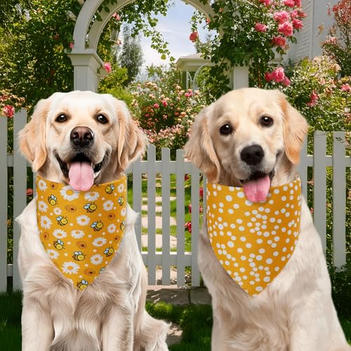 Agroon Spring Dog Bandanas XLarge 3PCS, 6 Pattern Summer Floral Scarf for Boy and Girl, Triangle Reversible Bibs Breed for Puppy Pets - Image 4