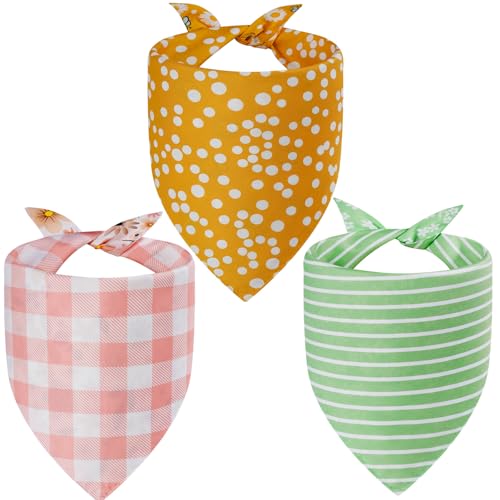 Agroon Spring Dog Bandanas XLarge 3PCS, 6 Pattern Summer Floral Scarf for Boy and Girl, Triangle Reversible Bibs Breed for Puppy Pets - Image 2