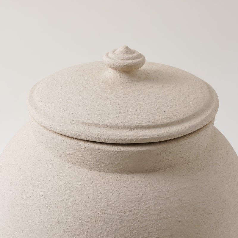 Homez Clay Stone Jar 30.5*30.5*30.5Cm, Offwhite - Image 3