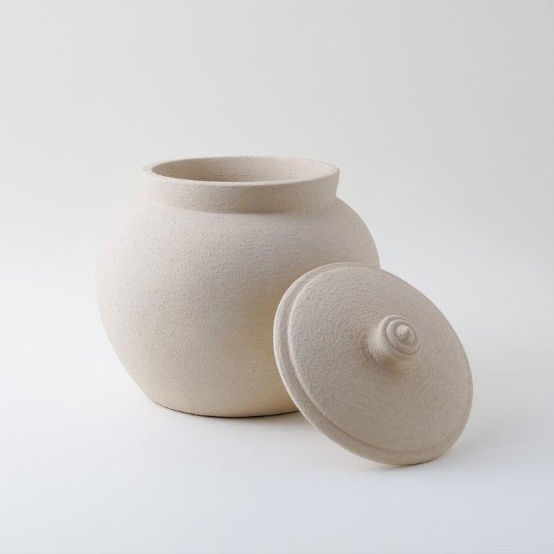 Homez Clay Stone Jar 30.5*30.5*30.5Cm, Offwhite - Image 5