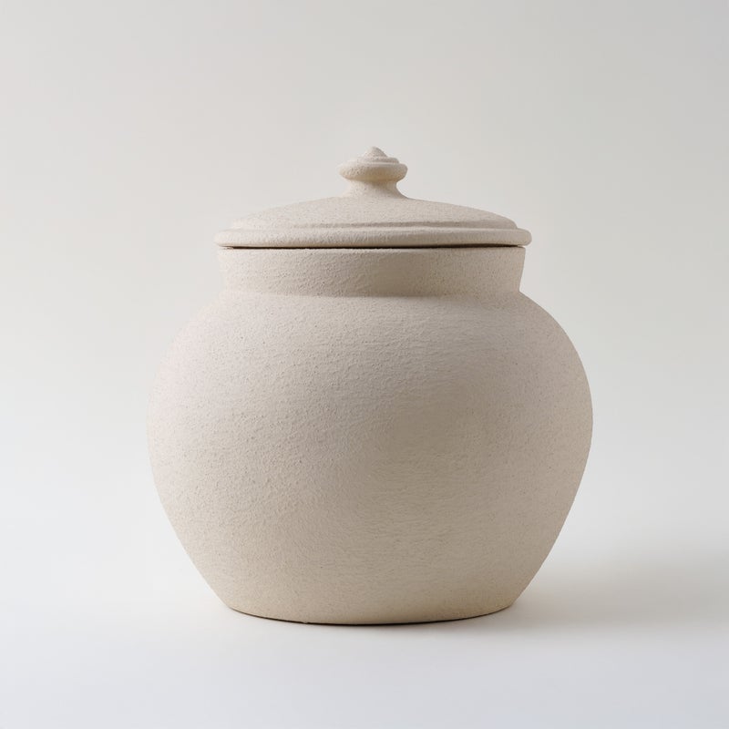 Homez Clay Stone Jar 30.5*30.5*30.5Cm, Offwhite - Image 1