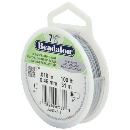 Beadalon 7 Strand Stainless Steel Bead Stringing Wire, 0.018 in / 0.46 mm, Satin Silver, 100 ft / 31 m - Image 1