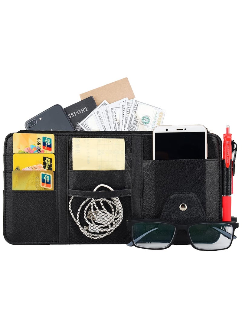 Generic Car Sun Visor Organizer, Car Storage, Travel Document Holder Car Accessory Storage for Cash, Cards, Keys, Pen, Sunglasses. (Black) - Image 2