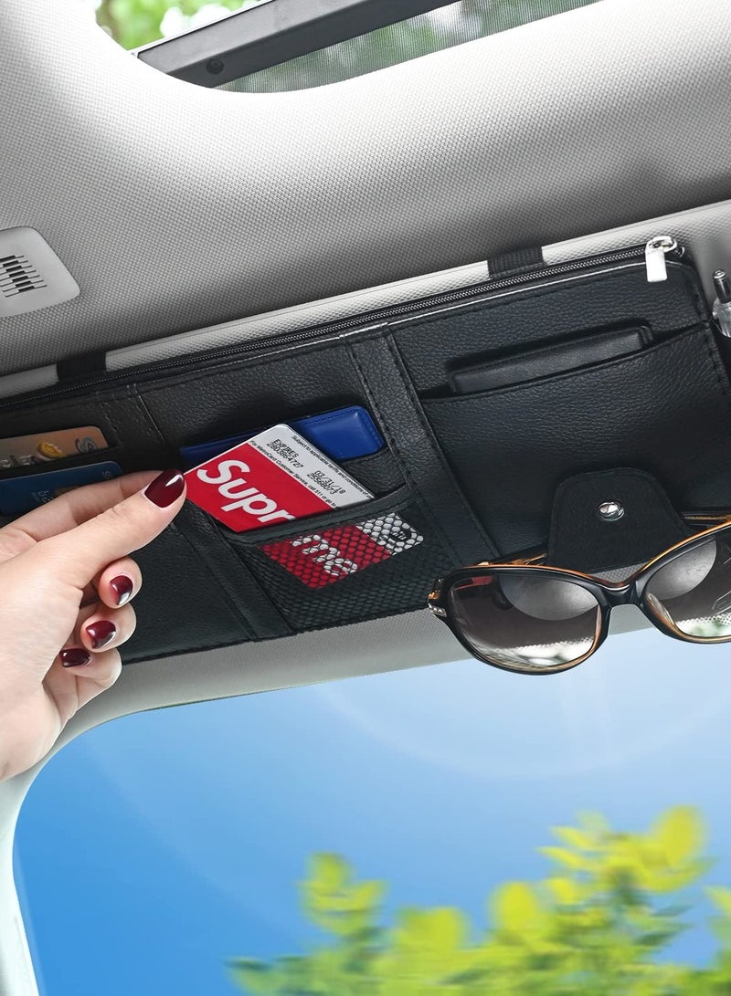 Generic Car Sun Visor Organizer, Car Storage, Travel Document Holder Car Accessory Storage for Cash, Cards, Keys, Pen, Sunglasses. (Black) - Image 1
