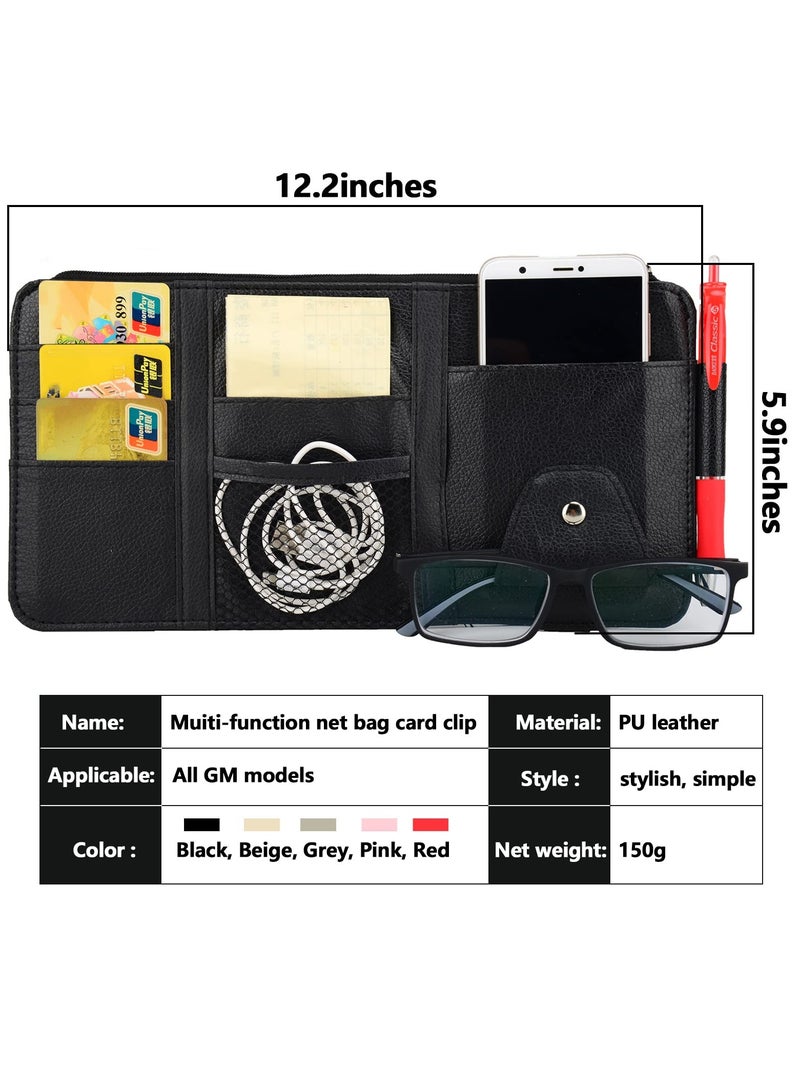 Generic Car Sun Visor Organizer, Car Storage, Travel Document Holder Car Accessory Storage for Cash, Cards, Keys, Pen, Sunglasses. (Black) - Image 3