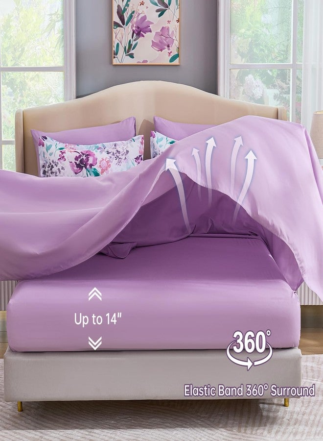 Luxudecor طقم لحاف لوكسوديكور مزهر بحجم كوين 7 قطع - حقيبة سرير، طقم سرير بألوان زهرية مائية، لحاف ناعم مع طقم ملاءات 90"x90" - Image 5