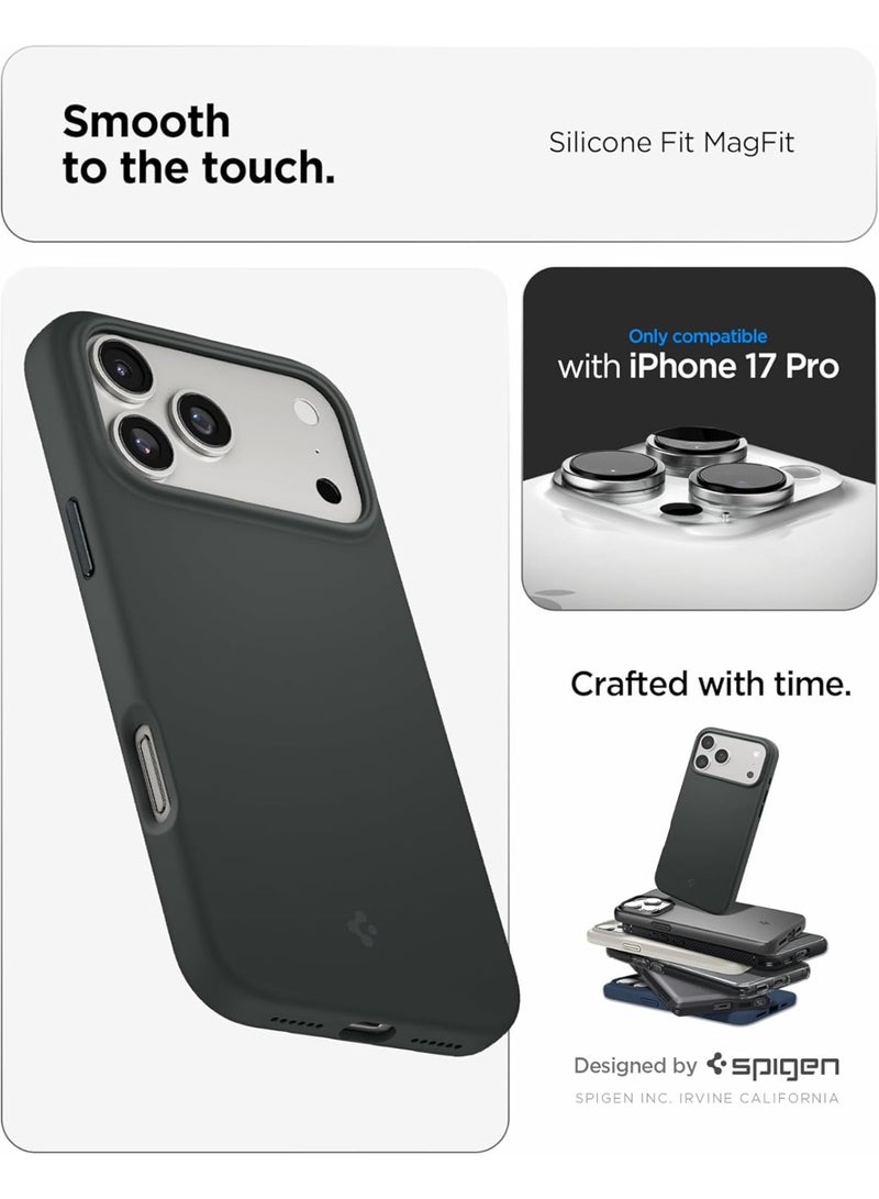 Spigen Silicone Fit MagFit for iPhone 17 PRO MagSafe Case Cover - Abyss Green - Image 2