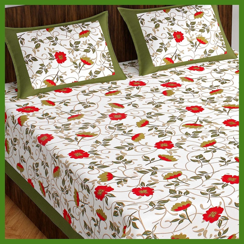 Meejoya Cotton Rajasthani Jaipuri Traditional King Size Double Bed Bedsheet with 2 Pillow Covers Jaipuri_59