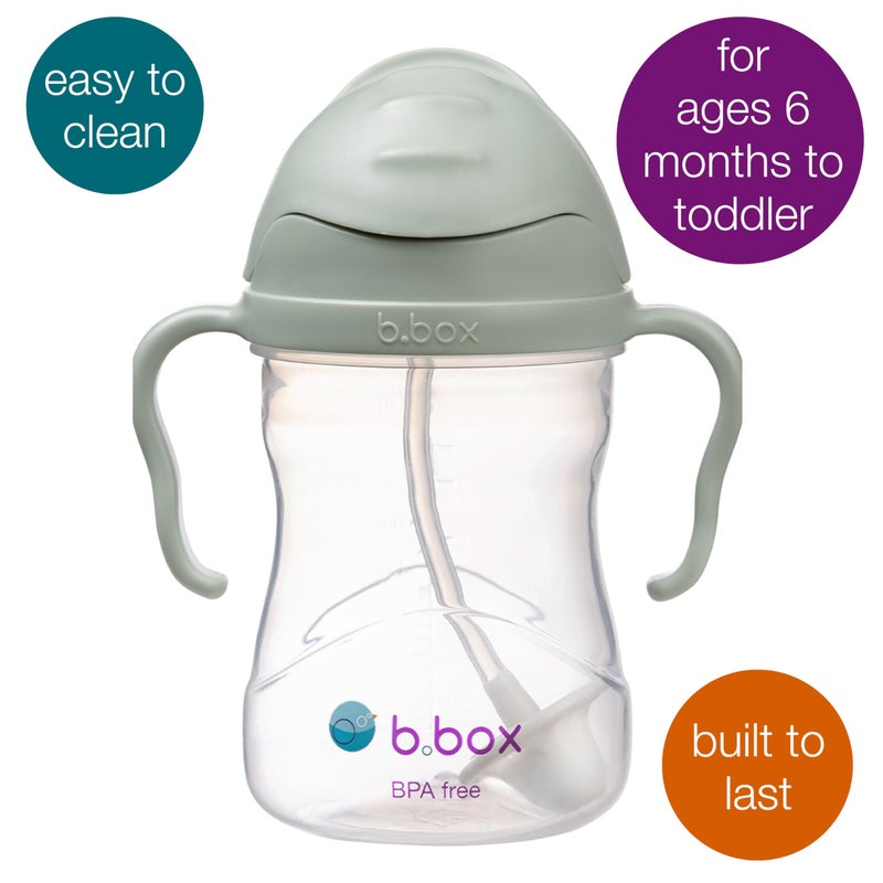 b.box Sippy Cup with Weighted Straw, Leak & Spill Proof, Easy Grip, BPA Free, Dishwasher Safe, Sip from Any Angle. Ideal for Babies 6m+ to Toddlers. (Sage, 8oz) - Image 4