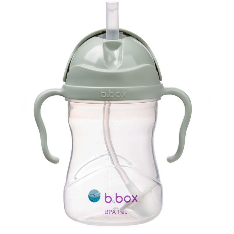 b.box Sippy Cup with Weighted Straw, Leak & Spill Proof, Easy Grip, BPA Free, Dishwasher Safe, Sip from Any Angle. Ideal for Babies 6m+ to Toddlers. (Sage, 8oz) - Image 1