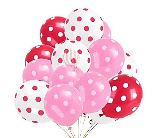HK balloons Polka Dot Rubber Balloons Red,White & Pink - Pack of 30 - Image 3