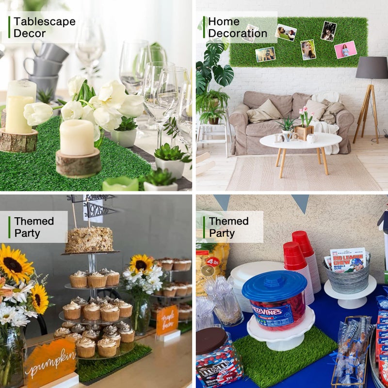 XLX TURF 6 Pack Artificial Grass Square Mats, 12"x12" Fake Grass Placemats for Easter Table Centerpiece, Realistic Synthetic Turf Patch for Football Golf Party Decor, Pet Dog Potty Grass, DIY Crafts - Image 4