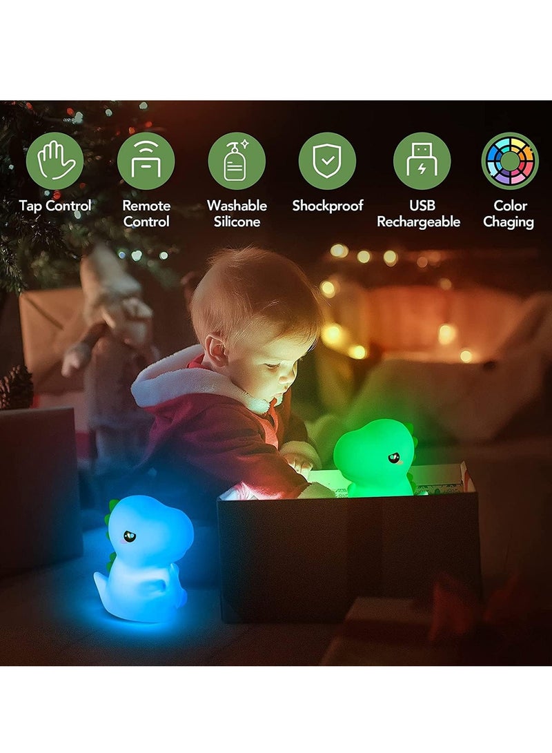 Kids Night Light, Silicone Nursery Night Light for Kids Room Dinosaur Room Decor, Color Changing Dinosaur Lamp Toddler Baby Boy Night Light Bedroom Dinosaur Decor Stuff, Cute Dinosaur Gift - Image 4