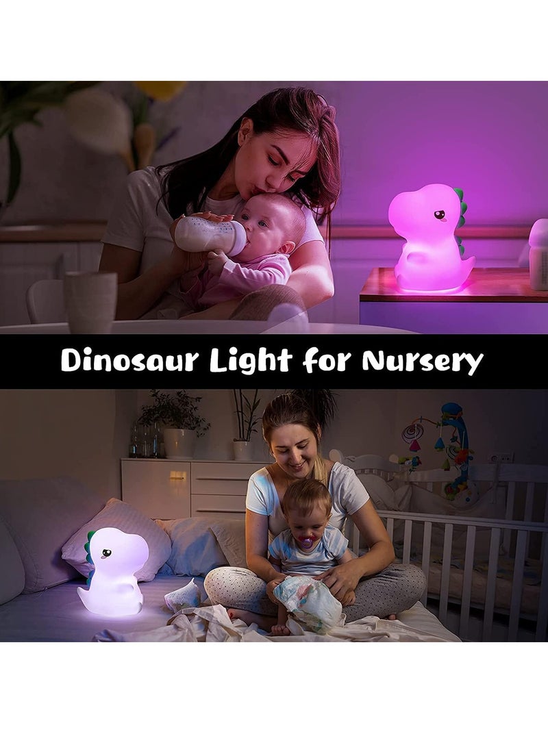 Kids Night Light, Silicone Nursery Night Light for Kids Room Dinosaur Room Decor, Color Changing Dinosaur Lamp Toddler Baby Boy Night Light Bedroom Dinosaur Decor Stuff, Cute Dinosaur Gift - Image 5