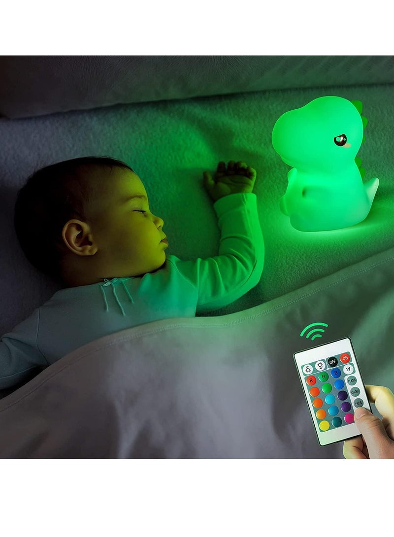 Kids Night Light, Silicone Nursery Night Light for Kids Room Dinosaur Room Decor, Color Changing Dinosaur Lamp Toddler Baby Boy Night Light Bedroom Dinosaur Decor Stuff, Cute Dinosaur Gift - Image 2