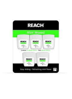 REACH Johnson & Johnson Reach Mint Waxed Dental Floss, 5 Count  - Image 1