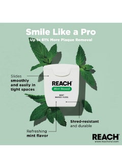 REACH Johnson & Johnson Reach Mint Waxed Dental Floss, 5 Count  - Image 2