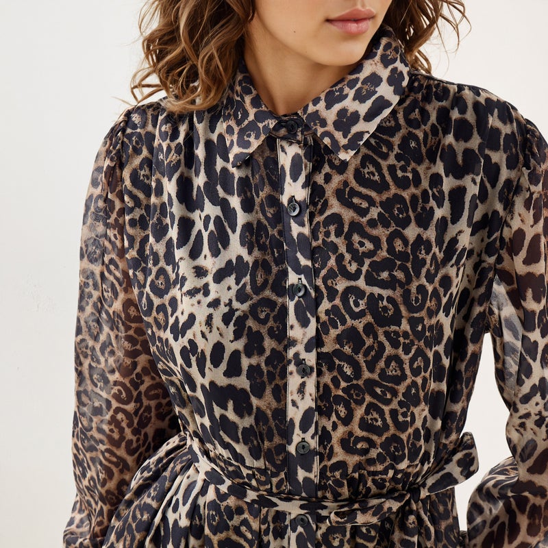 تواكستريمز فستان قميص متوسط الطول بطبعة حيوانات - Image 4