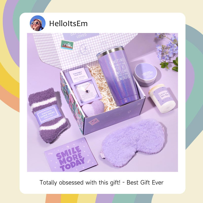 Suhctuptx Gift Baskets for Women, 9pcs Unique Happy Birthday Gifts for Women, Best Mothers Day Christmas Gifts Get Well Soon Basket Appreciation Ideas Box w/Tumbler Her Mom Sister Friend Friendship Teacher - Image 3