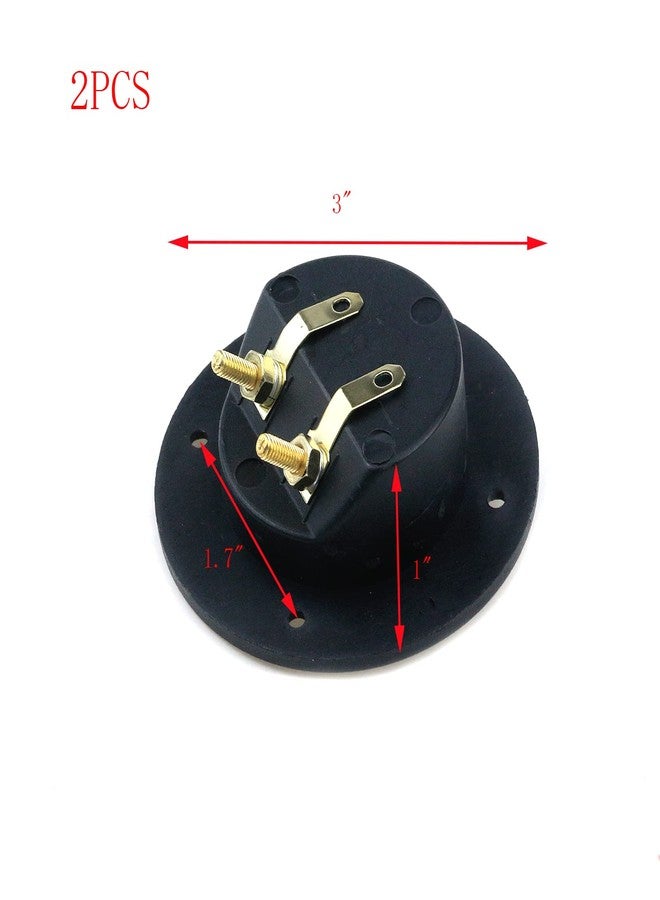 Pastlla 2Pcs 3" x 3" Speaker Box Terminal Cup DIY Double Binding Round Gold Plate Push 2 Way Spring Loaded Jacks Speaker Box Terminal Cup Connector with Mounting Screws (Round, 2Pcs) - Image 2