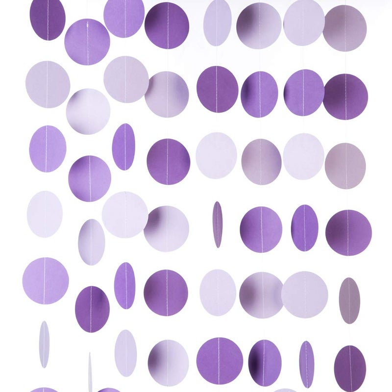 Purple Lavender Paper Garland Circle Dots Party Garland Streamer Backdrop Hanging Decorations 25 in Diameter 20 Feet in Total