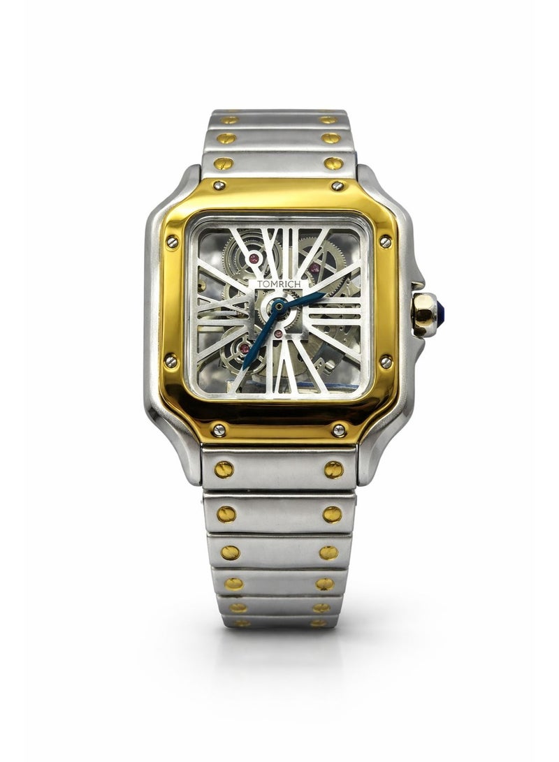 TOMRICH Royal Skeleton Men’s Watch Stainless Steel Dual Tone Square Dial Luxury Mechanical Wrist Watch TR1005M - Image 1