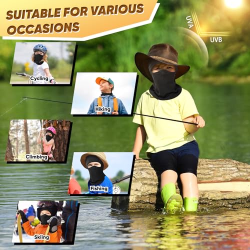 Ameceres Kids Balaclava Face Mask Ski Mask Full Face Cover Lightweight Windproof UV Protector Neck Gaiter Skiing Cycling Fishing Black (2) - Image 3
